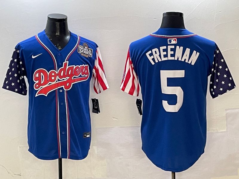 Men Los Angeles Dodgers #5 Freeman Blue a generation of national flags Joint name 2025 Nike MLB Jersey style 5